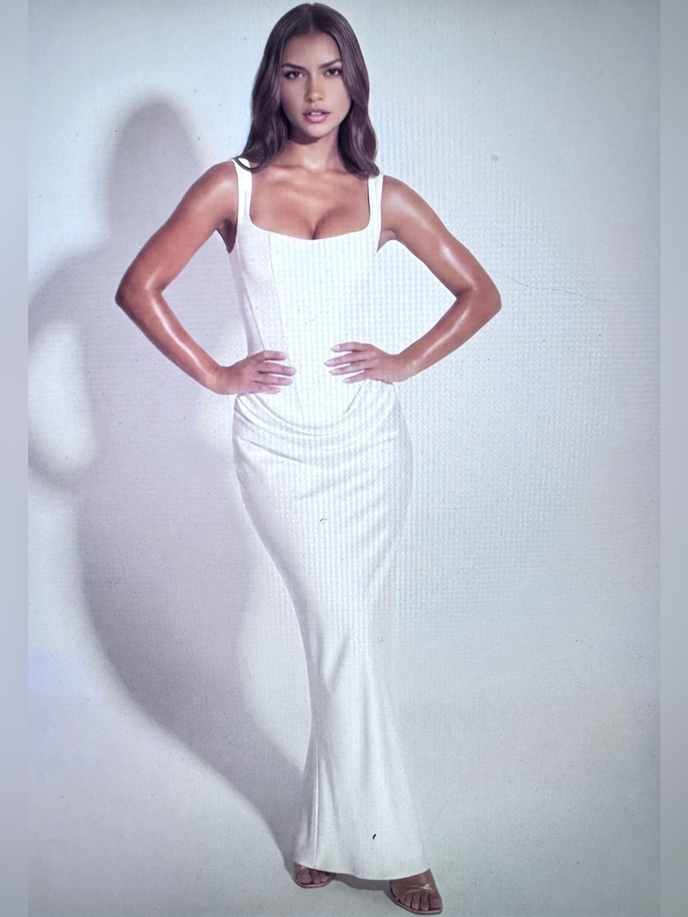 Almond Muse Eleonora Sculpted Bodycon Maxi Dress with Lace-Up Back